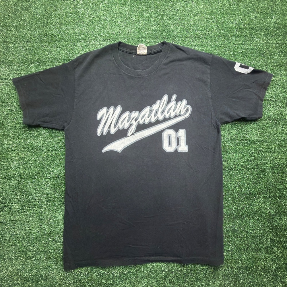 VTG Y2K Style Mazatlan Graphic spell out Yazbek T-Shirt Mens Medium faded Tee